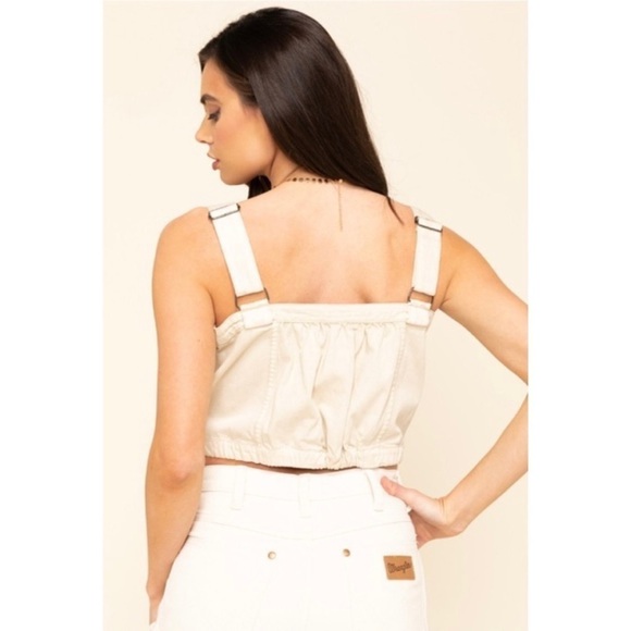 Free People We The Free Palm Desert Cream Ivory Button Crop Top - Picture 5 of 13